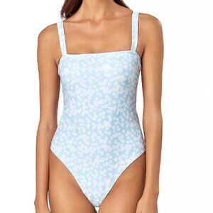Charlie Holiday Darcy Baby Blue Floral Print One Piece Swimsuit Large